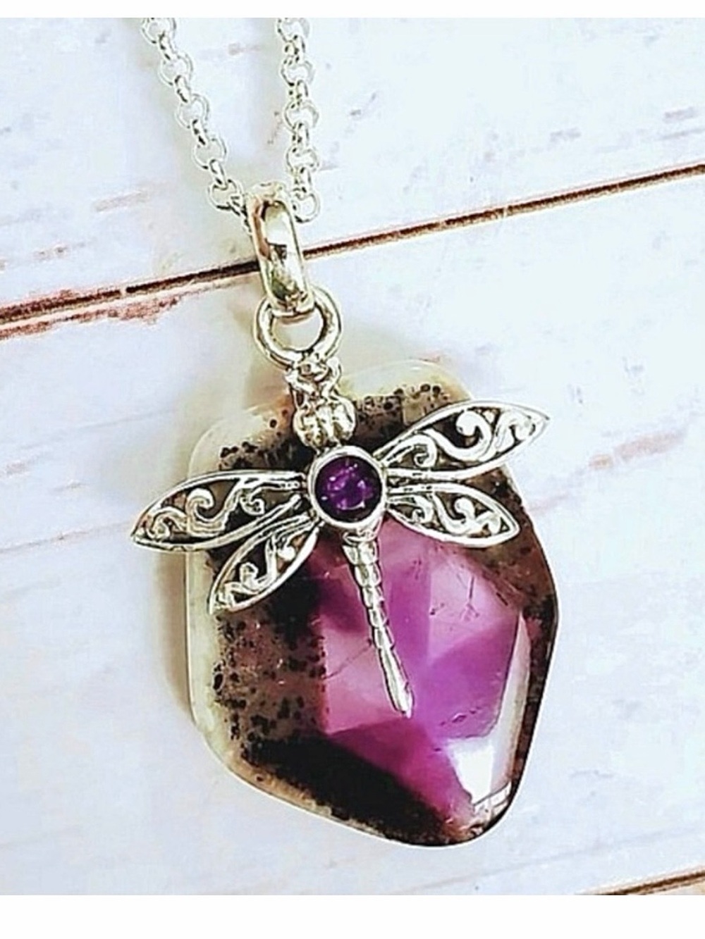 Mystical Auralite Amethyst 23 Crystal  Sterling Silver Pendant